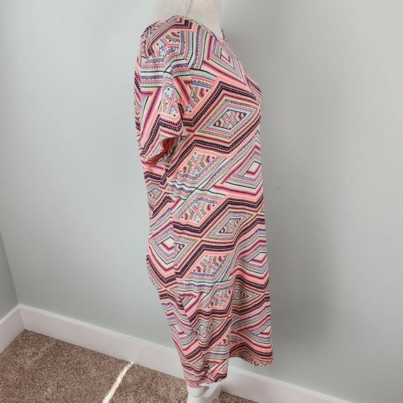 BOBBIE BROOKS GEOMETRICAL SHORT SLEEVE DRESS SIZE LARGE - Picture 3 of 9